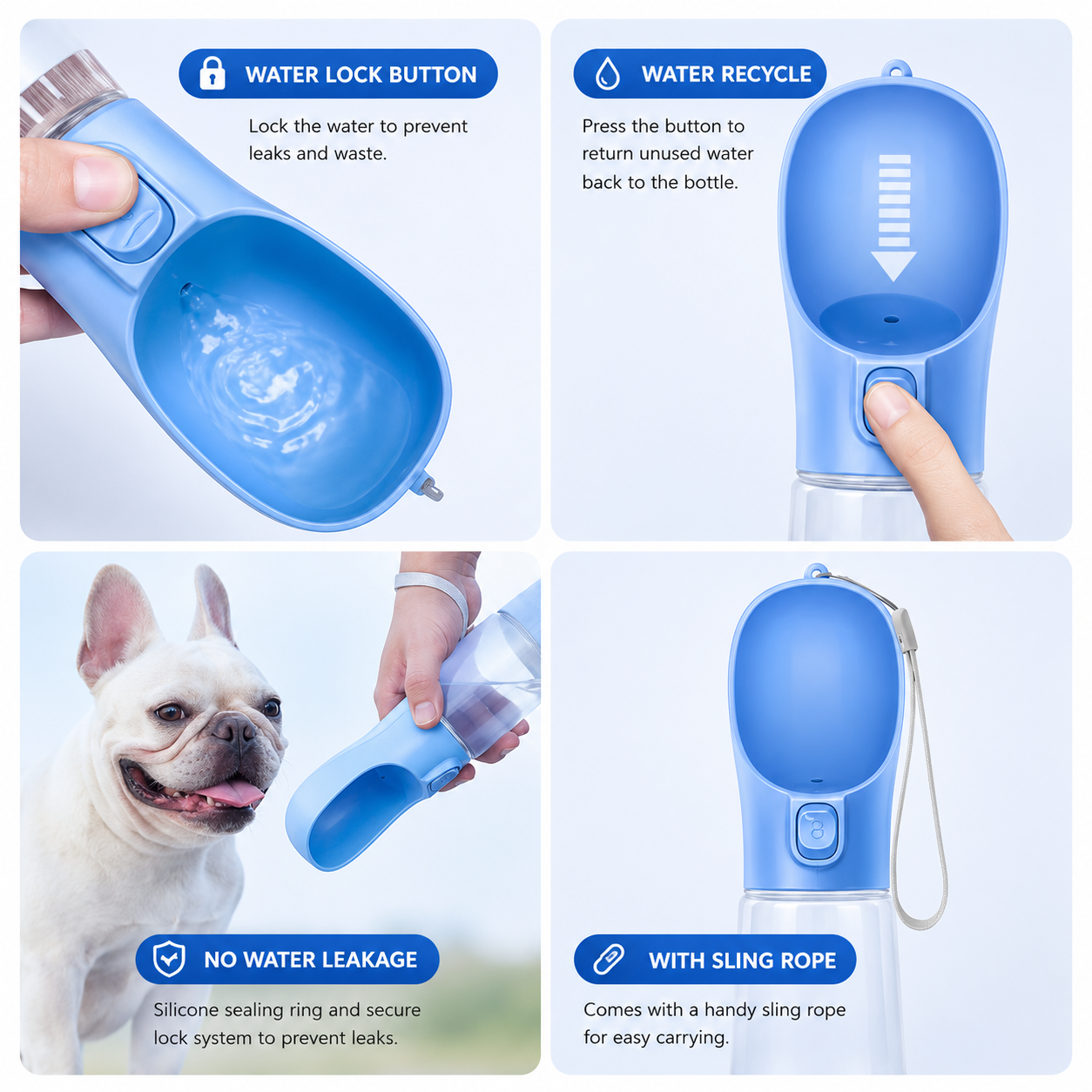Portable Cat Dog Water Bottle Food Feeder Velmoura