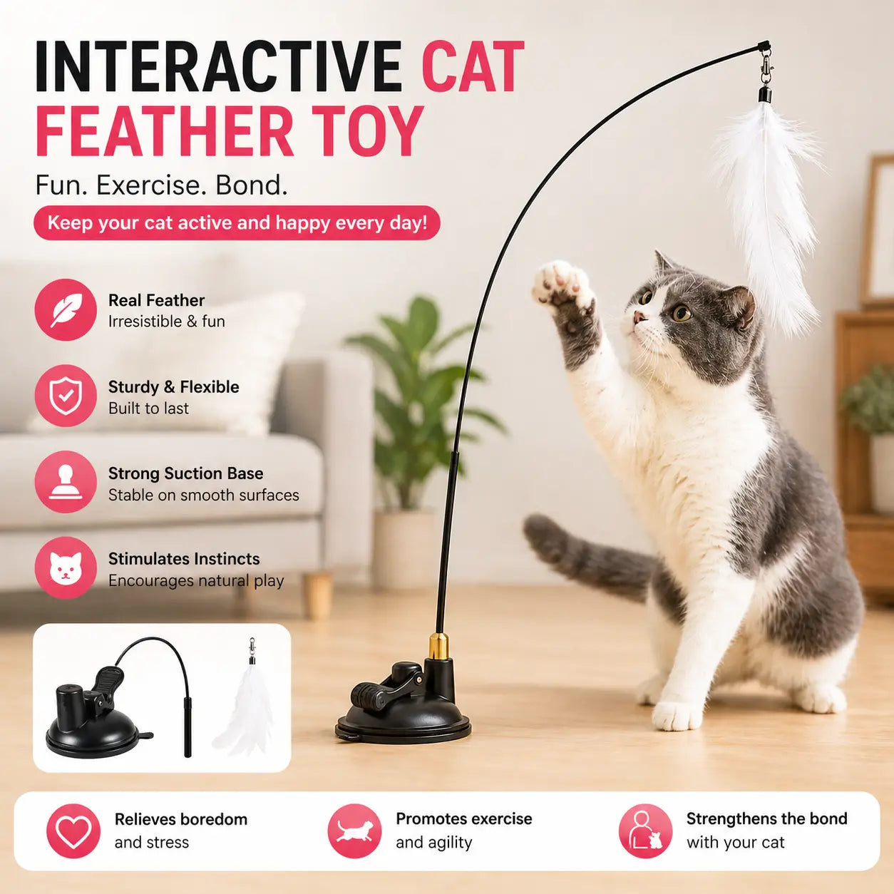 FeatherPlay™ – Interactive Suction Cup Cat Toy Velmoura