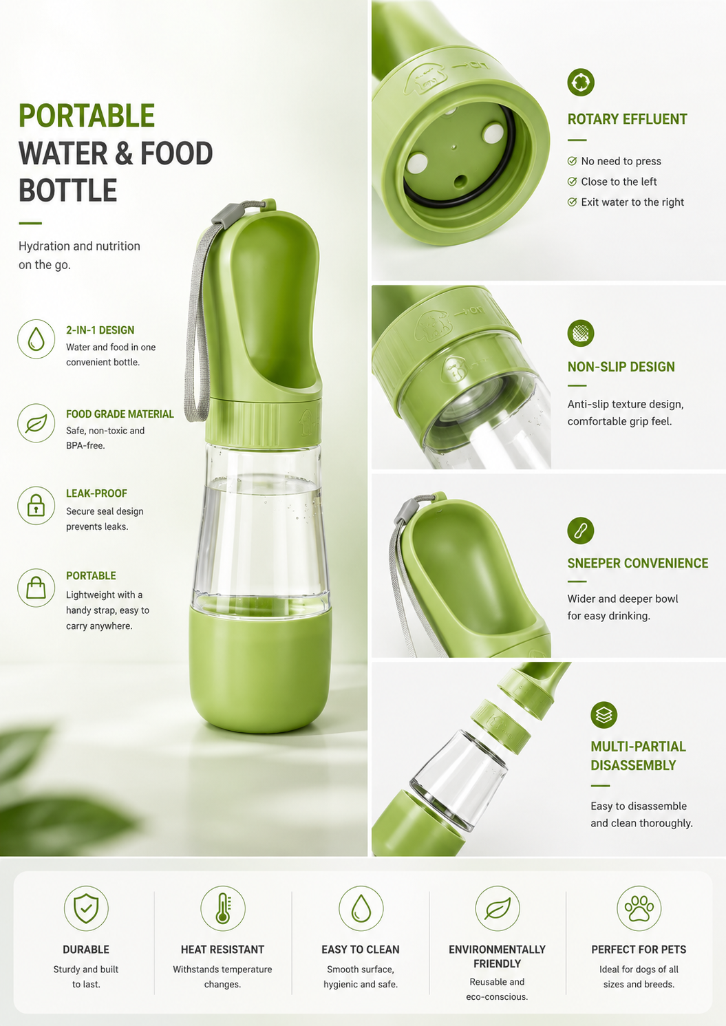 Portable Cat Dog Water Bottle Food Feeder Velmoura