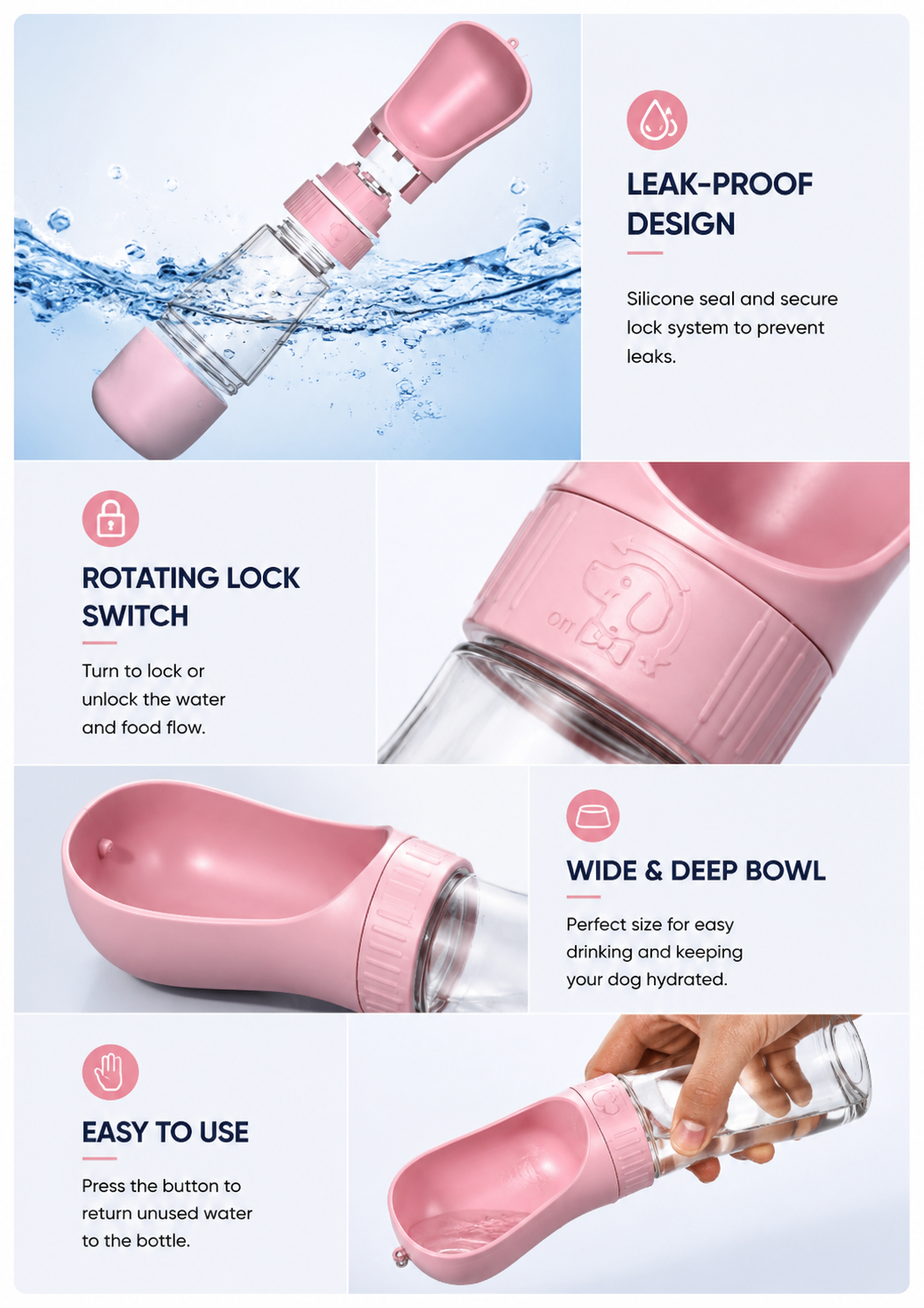 Portable Cat Dog Water Bottle Food Feeder Velmoura