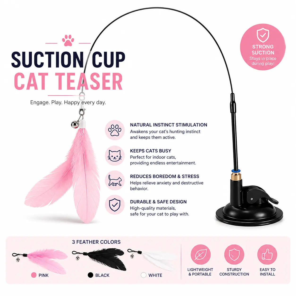 FeatherPlay™ – Interactive Suction Cup Cat Toy Velmoura
