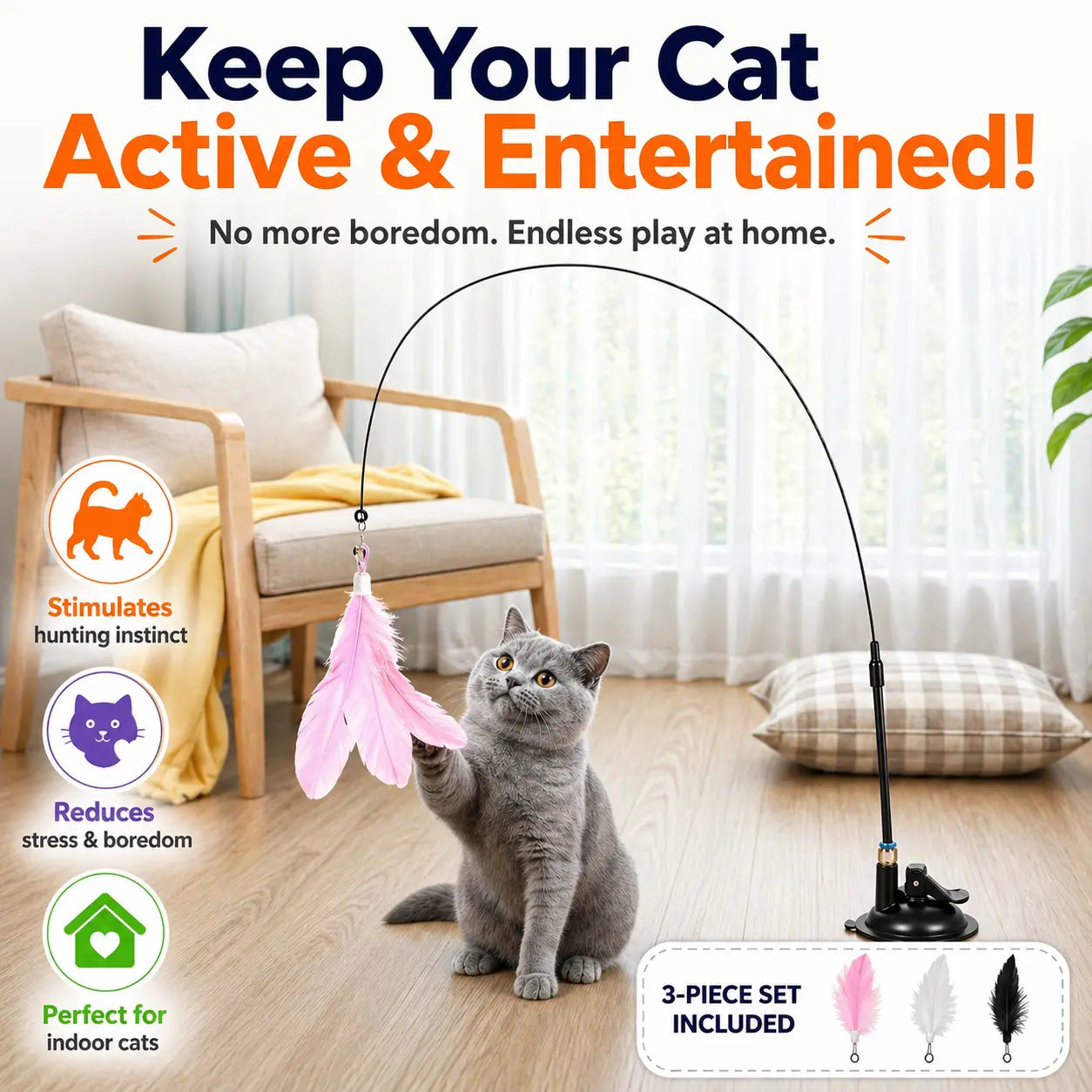 FeatherPlay™ – Interactive Suction Cup Cat Toy Velmoura