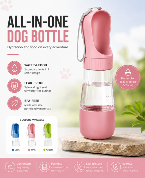 Portable Cat Dog Water Bottle Food Feeder Velmoura
