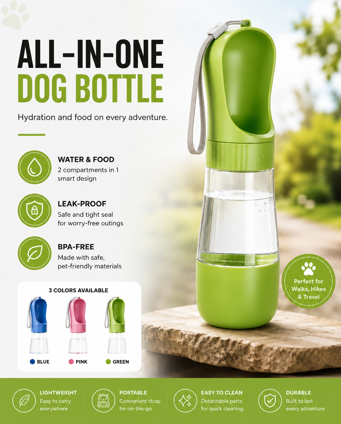 Portable Cat Dog Water Bottle Food Feeder Velmoura